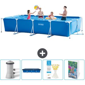 Intex Rechthoekig Frame Zwembad - 450 x 220 x 84 cm - Blauw - Inclusief Zwembadfilterpomp - Afdekzeil - Testrips - Zwembadgids