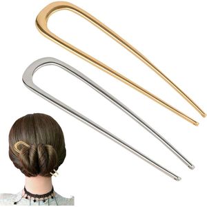 Allecto Premium - 2-pack metalen haarspelden voor vrouwen en meisjes - U-vormige Franse pinnen voor dik haar - Goud en zilver - Haarvork voor styling