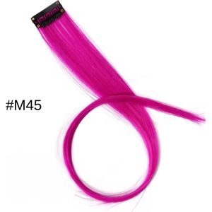 2 x Clip in Hairextension STIJL 45cm - DONKER ROZE - #M45 - nephaar - Hair extension | haar extensie- carnaval haar - gekleurde extensions - extensions met clip - Donker Roze - nep haar