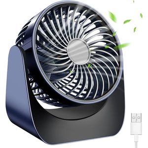 SHOP YOLO-tafel ventilator-Mini-USB-kleine tafelventilator-stil-met 3 snelheden- met 360 graden rotatie-ventilator voor-donkerblauw