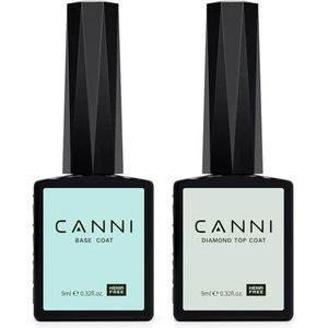 Canni Top en Base Coat UV Gellak Set - 18 ml (2x 9 ml) - Gellak Starterspakket - Gellak Top Coat - Gellak Base Coat - Gellak Set - Canni Gellak - Gellak Nagellak