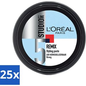 25 x L'Oréal Studio Line Special FX Remix Paste 150 ml - Getextureerd Haar - Hermodelleerbaar - Flexibele Fixatie - Haarproducten