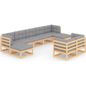 vidaXL 9-delige Loungeset met kussens grenenhout Loungeset - Tuinset - Houten Lounge - Bank - Relaxen