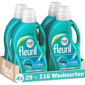 Fleuril Active Fresh - Vloeibaar Wasmiddel - Voordeelverpakking - 4x29 Wasbeurten