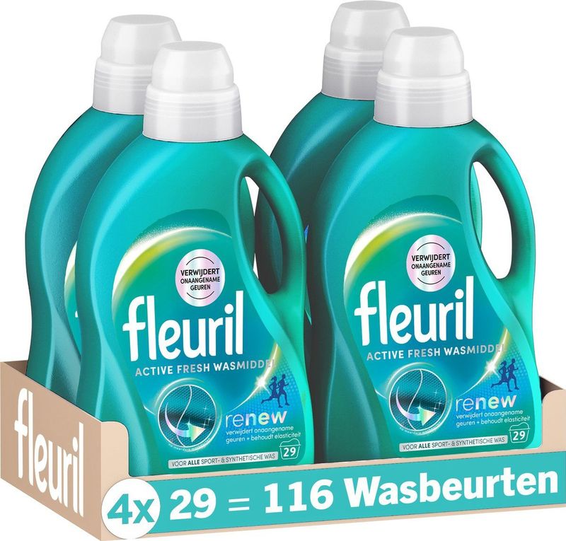 Fleuril - Active Fresh - Wasmiddel - Voor Sport- & Synthetische Kleding - 1.5L