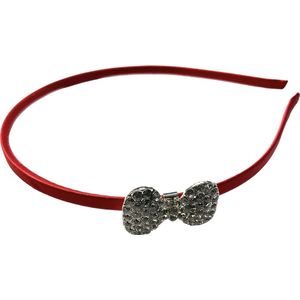 Haarband - Diadeem - Strass - Strik - Rood (604)