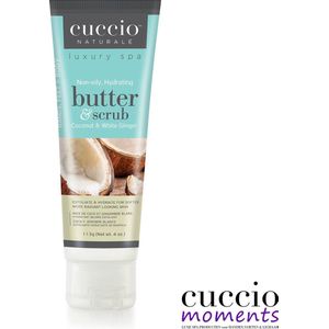 Cuccio Butter & Scrub Tube 113 gr Coconut & White Ginger - Suikerscrub op basis van bodylotion - verwijdert dode huidcellen- 24 uur hydraterend - Ideaal - geschenk - gift - voor een - Spa - Ritueel @ Home