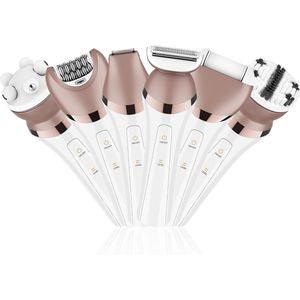 Epilator voor Vrouwen Elektrische Lady Shaver Rauzr Schamhaar Bikini Trimmer Lichaamsontharing Gezicht, Benen en Onderarm Nat Droog met LED Licht 6 in1