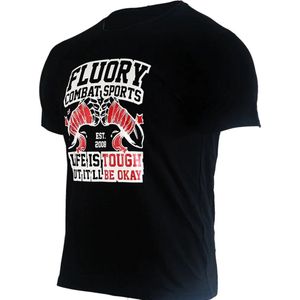 Fluory ""Life is Tough"" Muay Thai T-Shirt Zwart - S