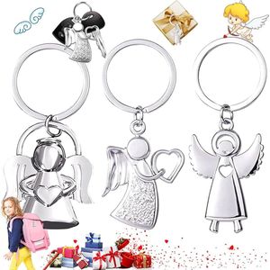 Beschermengel Sleutelhanger Zilver Glanzend - Geluksbrenger voor Autosleutel - Mannen Vrouwen Partners Kinderen - Talisman Automobilisten