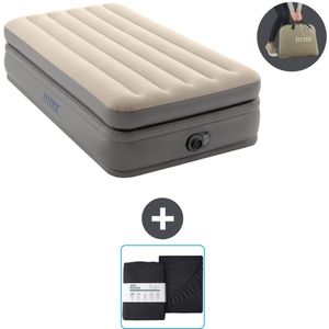 Intex Luchtbed - 1-Persoons - 99 x 191 x 51 cm - Grijs - Inclusief pomp en Hoeslaken