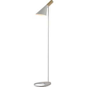 QUVIO Vloerlamp Scandinavisch / Leeslamp / Sfeerlamp / Staande lamp / Lamp vloer / Verlichting / Grondlamp / Slaapkamer lamp / Slaapkamer verlichting / Keukenverlichting / Keukenlamp - Verstelbaar kapje - Wit en bruin
