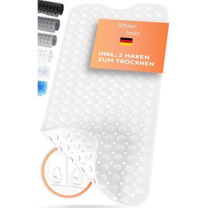 Antislip Douchemat 100 x 40 cm - Huidgevoelig, Schimmelbestendig en Wasbaar, Inclusief 2 Haken