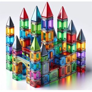 YAR- Magnetisch Speelgoed – 70 stuks - Constructie speelgoed - Magnetische tegels - Montessori speelgoed - knikkerbaan - knikkerbanen - Magnetic toys - Magnetische bouwstenen - Speelgoed Kinderen
