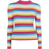 MYMO - Biany - Gebreide Trui - Blauw - Mintgroen - Pink - Wit