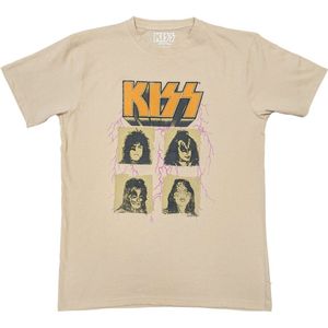 Kiss - Lightning Photo Heren T-shirt - S - Beige