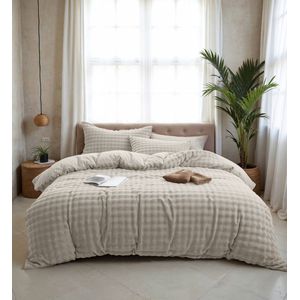 Sleeptime - Pom Pom - Dekbedovertrek - Beige - 200x200/260 + 2 Kussenslopen 60x70