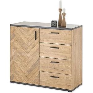 Moderne Commode Sevilla visgraatpatroon, Houtmateriaal, 92 x 83 x 38 cm