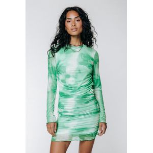 Colourful Rebel Juda Tie Dye Gathered Mesh Dress- Maat S