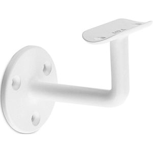 Witte trapleuninghouder Model A – Hol zadel – Bevestiging met schroeven (incl. bevestigingsmateriaal)