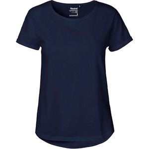Dames Roll Up Sleeve T-Shirt met ronde hals Navy - XL