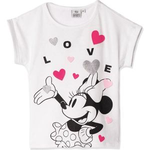 Disney Minnie Mouse T-shirt - LOVE - wit - maat 122/128 (8 jaar)