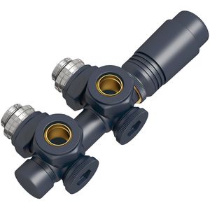 EMKE Radiatorkraan met Thermostaat - 2 in 1 Haaks/Recht Universeel - Midden Aansluitset 1/2"" - 3/4"" 15mm
