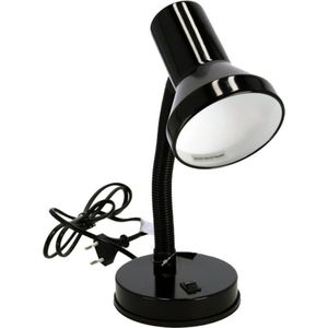 Gerimport Bureaulamp - zwart - 13 x 10 x 30 cm - Buigbare leeslampen/ tafellampen