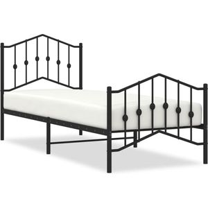 vidaXL - Bedframe - met - hoofd- - en - voeteneinde metaal - zwart - 80x200 - cm