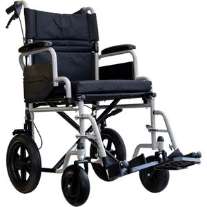 Transport rolstoel Plaza PL2 - Opvouwbaar - Zitbreedte: 45 cm - Anti-lek banden - Inclusief gratis rolstoelkussen - Zilver