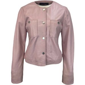 Dames Korte Roze Echte Leren Jas – Lotje M