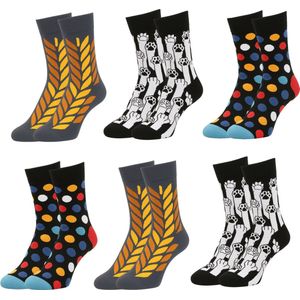 LIEVE SOKKEN Sokken voor Dames & Heren – Set van 6 paar – 3 Verschillende Designs – Katoen – Maat 38-43