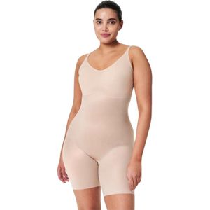 Spanx Thinstincts 2.0 - Closed-Bust Mid-Thigh Bodysuit - Kleur Champagne Beige (lichte huidskleur) - Maat M