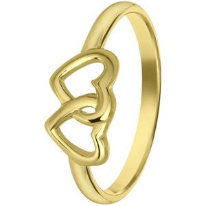 Lucardi Meisjes Kinder ring met plating - Hart - Cadeau - Echt Zilver - Goudkleurig