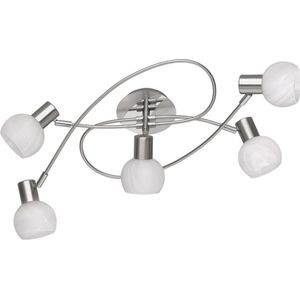 LED Plafondlamp - Plafondverlichting - Torna Antiniba - E14 Fitting - 5-lichts - Rond - Mat Nikkel - Aluminium