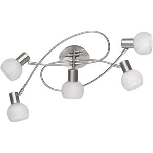 LED Plafondspots - Torna Antiniba - E14 Fitting - 5-lichts - Rond - Mat Nikkel - Aluminium