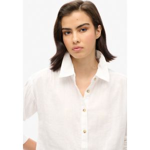 Superdry - W4010422A - Lang Strandshirt - Wit - Katoen - Lange Mouwen