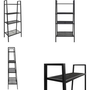 vidaXL Ladder boekenkast 4 schappen metaal zwart - Boekenkast - Boekenkasten - Kast - Kasten