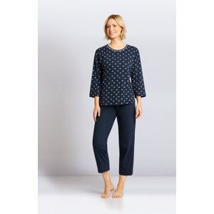 Hajo dames pyjama blauw met 7/8 broek - Blauw - Maat - 36/38