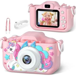 P&P Goods® Kids - Digitale Kindercamera HD 1080p - 32GB micro sd kaart - Fototoestel Voor Kinderen - Ook voor selfies - Unicorn roze