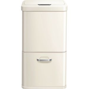EKO - Vintage Sensor Bin 32+18 liter - Vanille - Cream - Kunststof - RVS - Soft close