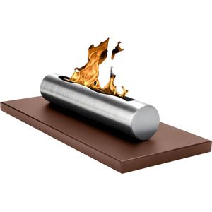 Rechthoekige Tube bio ethanol tafelhaard bruin kleur voor binnen & buiten 8 x 37 x 15 cm - milieuvriendelijk duurzaam handgemaakte bio ethanol Onderhoudsvrij tafelhaard - bio ethanol moderne sfeerhaard - bio ethanol design haard voor op de tafel