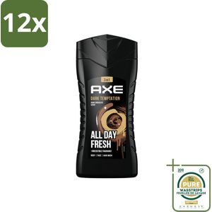 Axe 3-in-1 Douchegel Dark Temptation 250 ml - Voordeelverpakking - 12 stuks - Dark Temptation - Chocoladegeur