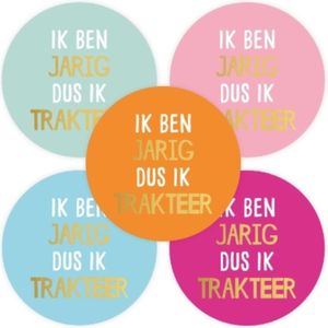 30 Stickers IK BEN JARIG DUS IK TRAKTEER - jarige - feestje - traktatie - uitdelen - kinderfeestje - leuk inpakken - uitdelen - school -