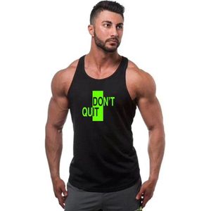 Zwarte Tanktop met “ Don't Quit / Do It “ print Groen  Size M