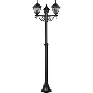 LED Tuinverlichting - Staand - Buitenlamp - Torna Zena - E27 Fitting - 3 Lichtpunten - Mat Zwarte - Aluminium