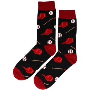 Sokken Katoen - Honkbal Print - Zwart Rood Wit - Maat 38-45