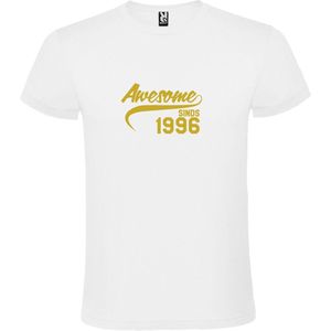 Wit T-Shirt met “Awesome sinds 1996 “ Afbeelding Goud Size XXXL