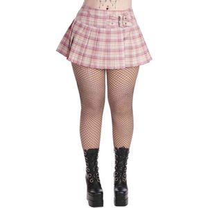 Banned - Darkdoll Korte rok - 2XL - Roze/Wit