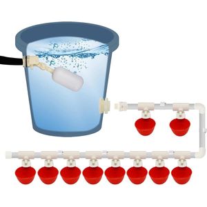 Waterdrinkbak Kippendrinkerset 10 stuks - doe-het-zelf waterdispenser - T-stuk drijfventiel - gevogeltebad vogels kwartels duif